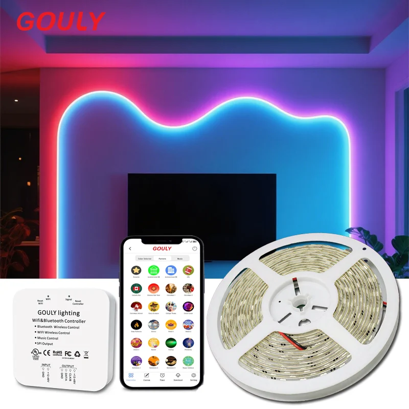 IP20 IP65 DC12V  High-Brightness RGB Smart Color-Changing Light Strip